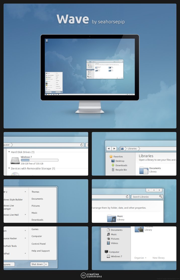 Win7主题：Wave套装主题，清爽干净