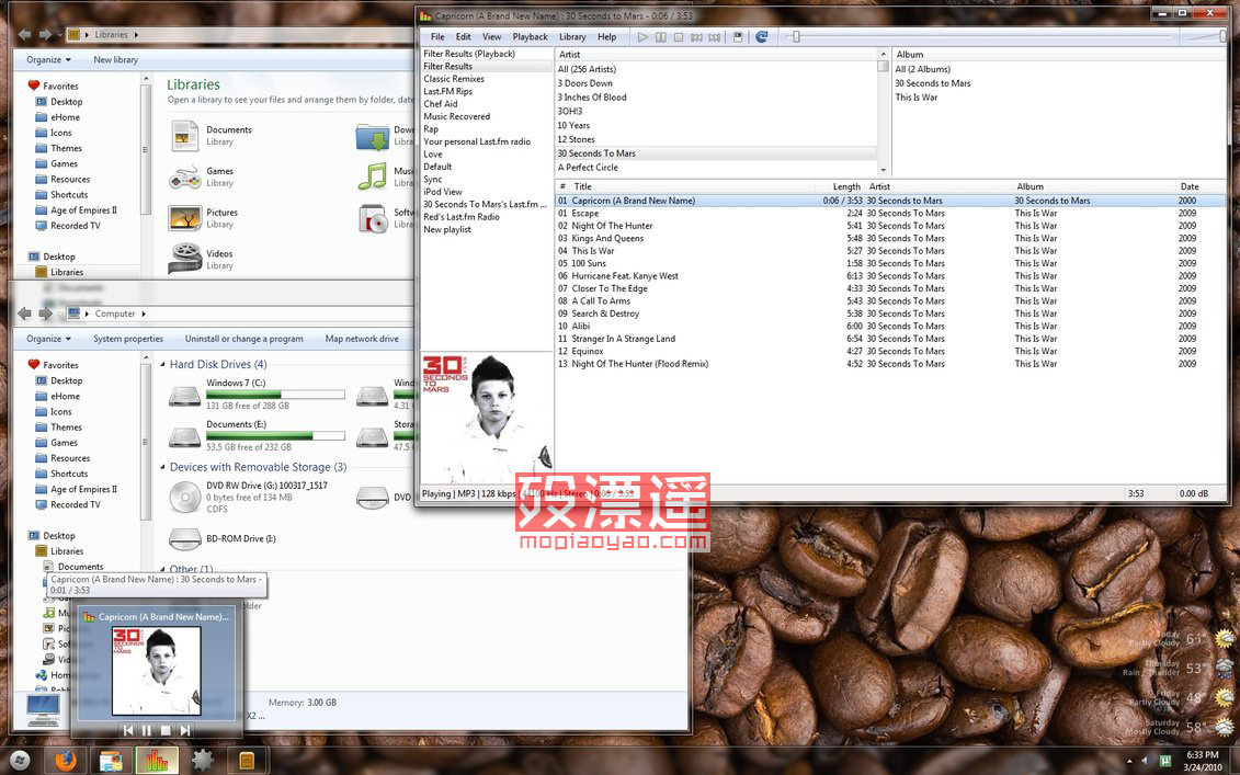Win7主题：Seven Squared V2，Win7默认主题直角版