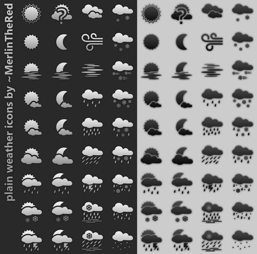 Plain weather icons 49枚别样风格气象图标，适合天气软件制作皮肤的图标素材
