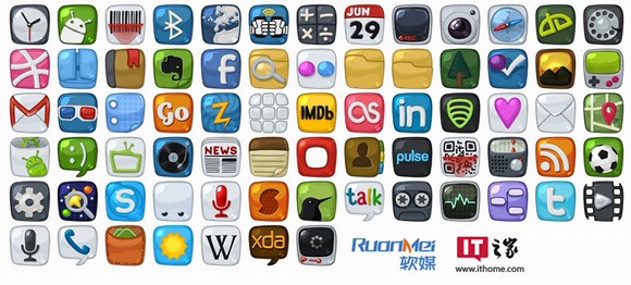 72枚超质感Android OS图标下载，扭曲正方体，漫画风格