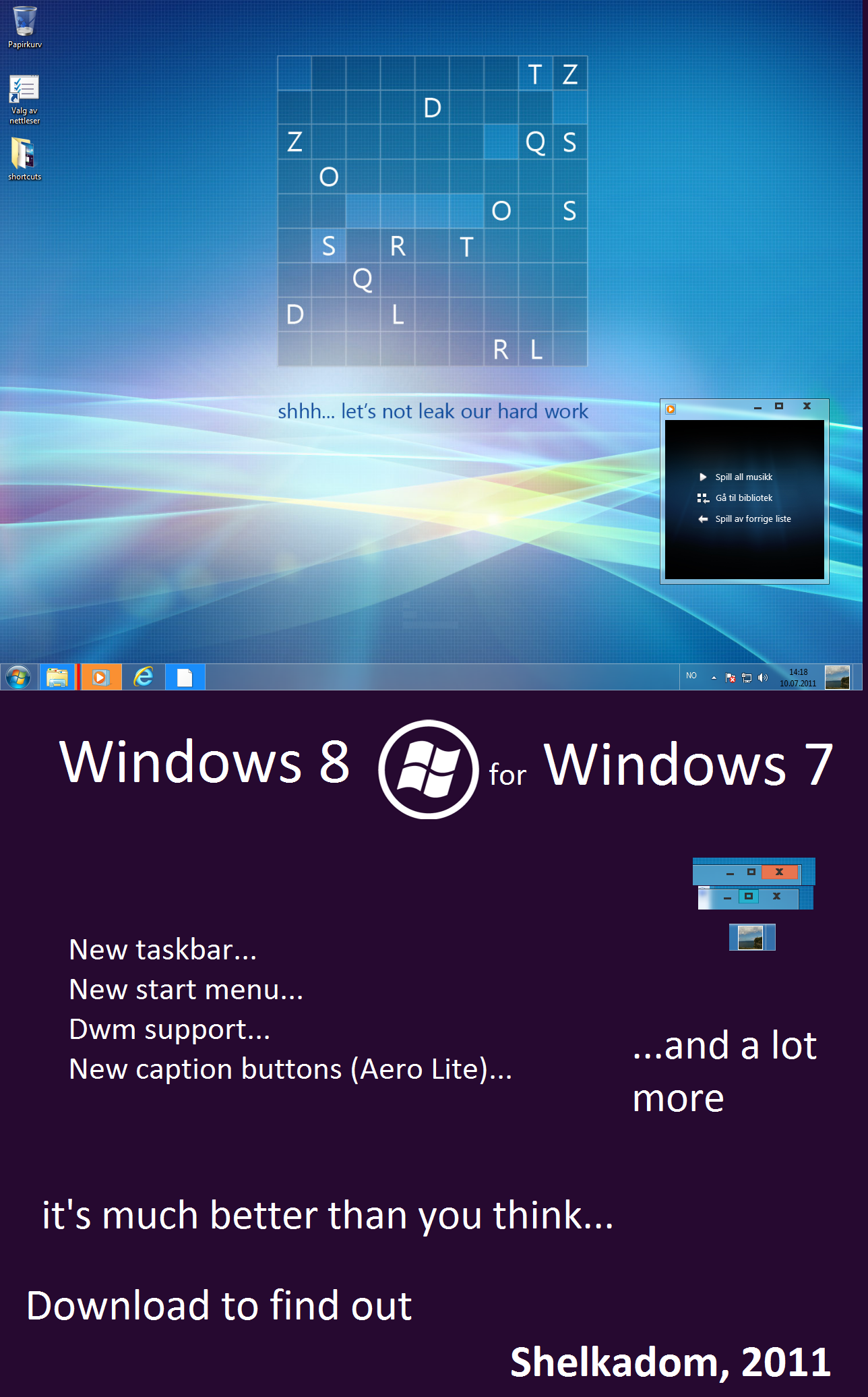 Windows7主题：Windows8风格     让你的Windows7 系统拥有Windows8的新主题外观