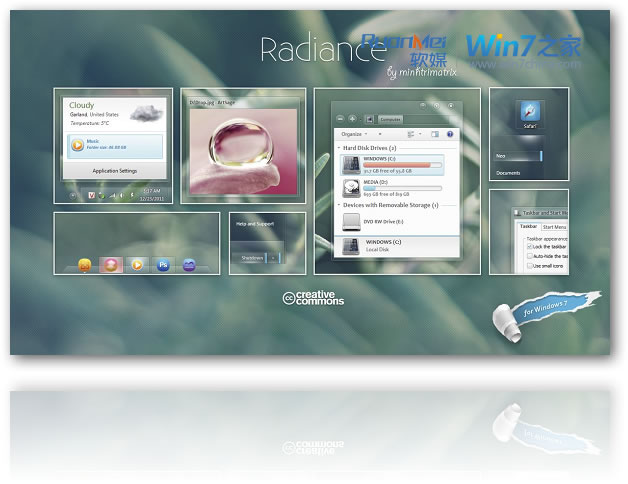 Win7主题：Radiance          质感透明风格